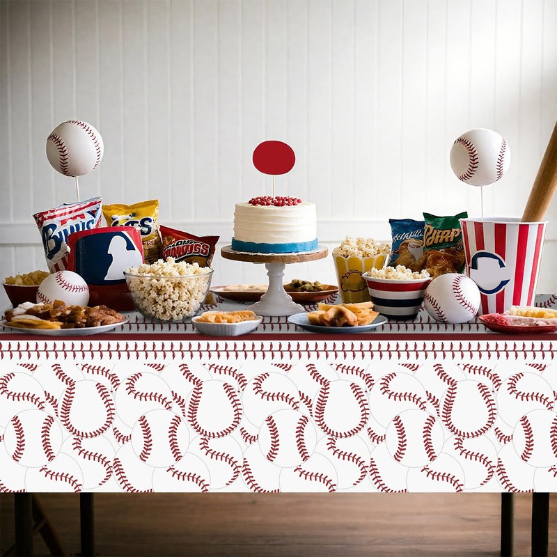 BOXOB 4pcs Baseball Tablecloths, 107.87x53.94in Rectangular Sport Theme Table Cover