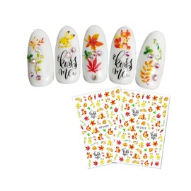 Generic Autumn Leaves Nail Decals Sticker Sunflower Maple Rabbit Red Fox Thanksgiving Xf3409 Nail Wraps Stickers Manicure Supplies for Women Nails Full Long Lasting Easy Apply and Remove