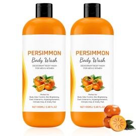 2PCS Shower Gel de Caqui Desodorante-Control Eficaz Del Olor Corporal,Gel de Ducha Refrescante,Persimmon Body Wash,Aclarante para La Piel, Reduce Opac