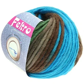 LANA GROSSA Feltro Print Felt Yarn for Creative Crafts, High-Quality Wool for Wet and Dry Felting, Hand Knitting Yarn Made of 100% Virgin Wool, 50 g Wool for Knitting and Crocheting, 50 m
