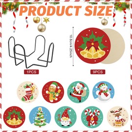 9 Pcs DIY Christmas Art Painting Coasters,Christmas Creative Diamond Painting Coaster Mosaic Kits Decoration for Kids,Winter Art Car Cup Diamond Drinks Coasters,Painting Crafts Coaster for Gift (A)