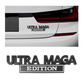 Dickno Ultra MAGA Edition Car Emblem, 3D Raised Letter Metal Fender Badge Sticker with Strong Adhesive, Auto Personality Trunk Logo Decal, Universal Car Exterior Decor Accessories (Black & White)