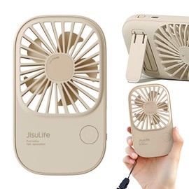 JISULIFE JL-FA49BR SuperThin Portable Fan, Portable Fan, 3-Way Tabletop, Handheld, Neck Hanging, 3 Adjustable Wind Power, Ultra-thin Design, Quiet Design, Compact, 13 Hours of Continuous Usage, USB-C
