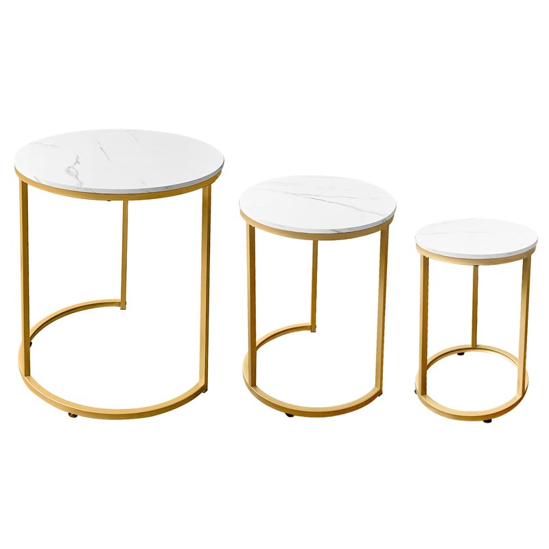 AT-VALY Nesting Tables Coffee Table Set of 3,Round Side Table