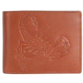 WildWoodNest Leather Men's Wallet – Genuine Leather, Multiple Card Slots, Zipper Pocket, Slim Bifold Design, Elegant & Durable(Scorpion)