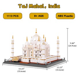 Hallisun Taj Mahal Building Blocks Kit, Regular Size Brick World Famous History Architectural Model, India Agra Landmark Collection Set for Kids and Adults, Gift & Office Home Décor, 1113 PCS