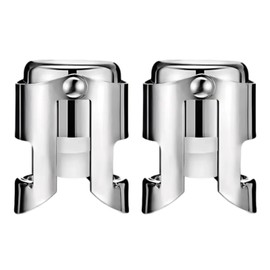 Champagne Stoppers with Stainless Steel, Sparkling Wine Stoppers with Food Grade Silicone Leak Proof, Suitable for Champagne, Cava, Prosecco, Sparkling Wine (2Pack)