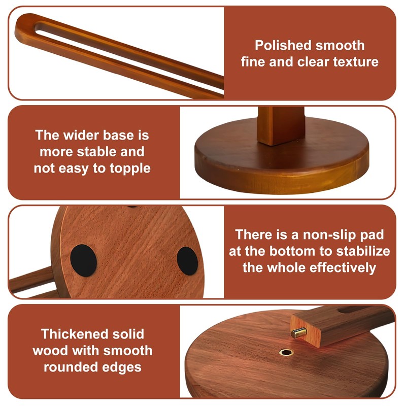 Pack of 2 Standing Kitchen Roll Holder, Wooden Kitchen Roll