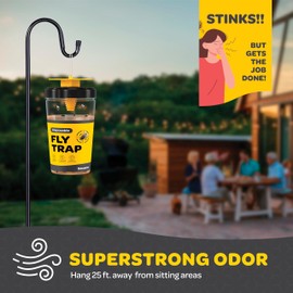 Fly Traps Outdoor [Set of 2] with Dissolvable Non-Toxic Bait - Reusable Hanging Bug Catcher Killer for All Flies for Outside Bug Control Patios, Barns, Ranches Etc. Hanging Fly Traps with Tie Included