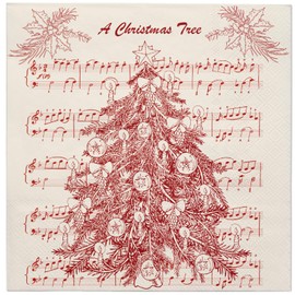 WRAPAHOLIC 50Pcs Christmas Paper Napkins - 3 Ply Red Christmas Tree and Song Disposable Luncheon Napkin for Christmas Party Supplies Tableware, Xmas Holiday - 6. 5 x 6.5 In