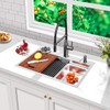 Waterfall Kitchen Sink, Drop In/Topmount Workstation Glass Rinser Single Bowl