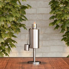 Pure Garden 50-221 Stainless Steel Tabletop Torch Lamp-10.5", Silver