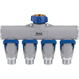 SIM SUPPLY Best Garden Aluminum 4-Way Connector Hose Shutoff Manifold - 1 Each
