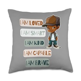 Positive Affirmations for African American Boys Throw Pillow