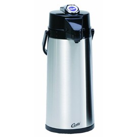 Wilbur Curtis Thermal Dispenser Air Pot, 2.2L S.S. Body S.S. Liner Lever Pump - Commercial Airpot Pourpot Beverage Dispenser - TLXA2201S000 (Each)