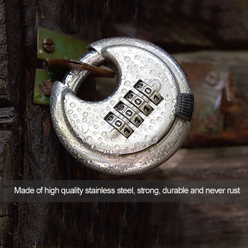Stainless Steel Password Round Padlock Key 70mm thickened 9, 5mm