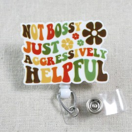 Assertively Supportive: Humorous Badge Reel for Nurses and Office Professionals, Nurse Badge Reels, Snarky Badge Reel for Nurse, Retractable ID Badge Holder, Office Gifts