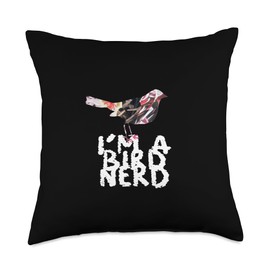 Bird nerd unique mixed media collage art citizen science mom Throw Pillow