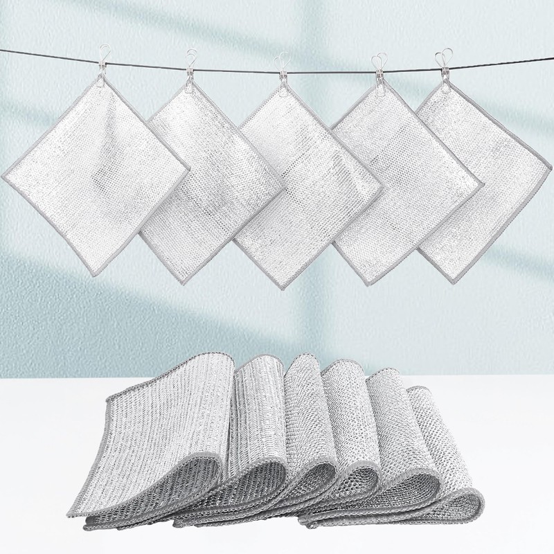 Nanaborn Wire Dishwashing Rags for Wet 12pcs Multipurpose Non-Scratch Kitchen