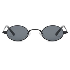 Kimorn Gafas de sol pequeñas redondas marco de metal ovaladas colores caramelo unisex gafas de sol K0577, Negro, Talla única