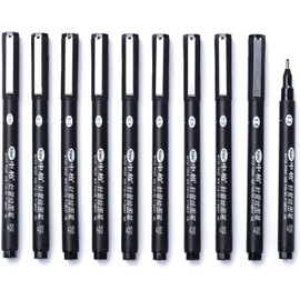 Black Micro-Pen Fineliner,Fineliner Pen Set 10,Ink Pens Black Drawing Pens Pigment Liner Pens for Bullet Journal Sketching Drawing Drafting Office Documents Comic Manga Scrapbooking and School Using