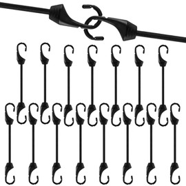 Pack of 15 Elastic Straps with Hooks, Black Expander with Hooks, 30 cm, Heavy Duty Expander, Robust Rubber Tensioner with Hooks for Luggage, Roof Racks, Nets, Camping, Trailer Tarpaulin, Camping