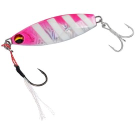 DAIWA Metal Jig, Flat Jigg, Hirametal R, 1.1 oz (30 g), Pink Zebra Glow Lure