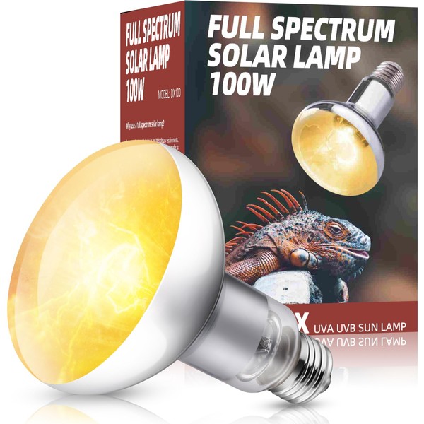 DXOPHIEX 100W Reptile Heat Lamp Bulb Full Spectrum UVA UVB