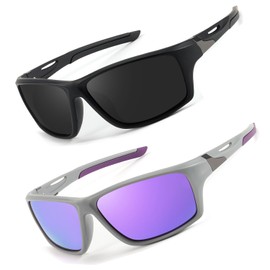 Myiaur 2er Pack Fahrradbrille für Damen & Herren Polarisiert Sportbrille mit UV400 Schutz für Radfahren, Laufen & Outdoor