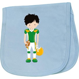 inktastic Rugby, Football, Black Hair, Cute Boy Baby Burp Cloth Light Blue 45fdc