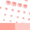 MOTIBACK 24Pcs Press-On Toenails - Pink Gradient Toenails, Short Square