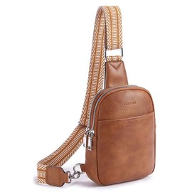 Telena Sling Bag for Women Vegan Leather Fanny Pack Crossbody Bags Chest Bag for Women Sling Purse - Color: Brown