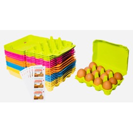 Pakiti Dozen Colored Egg cartons 20 Pack, Reusable Natural Paper Pulp | Colorful 3x4 Vintage Style Holds 12 Large Eggs for Farmers Market and Easter Eggs Basket