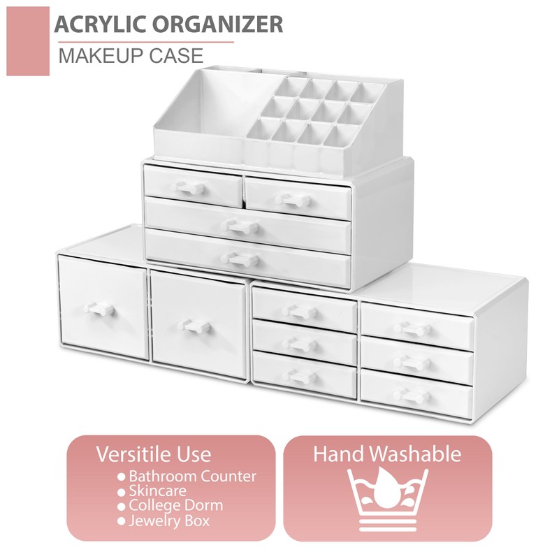 Sorbus Large Makeup Organizer - Stackable Jewelry & Makeup Organizer