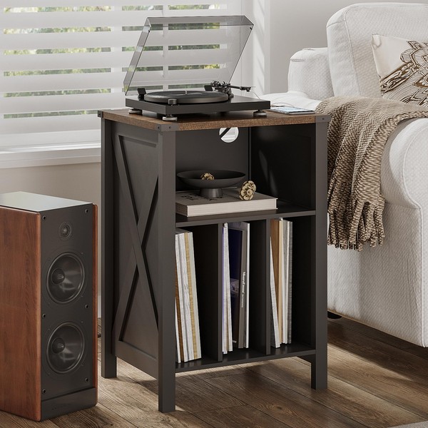 ChooChoo Record Player Stand with Vinyl Storage, Turntable Stand with