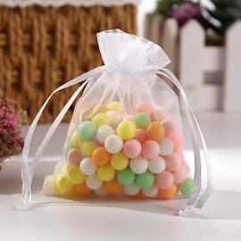 50Pcs White Mini Sheer Organza Gift Bags, 2x3 Breathable Storage Bag with Drawstring, Mesh Bags for Wedding Favor Party Pouch, Candy Pouches Gift Wrapping Supplies,Stationery and Gift Wrapping