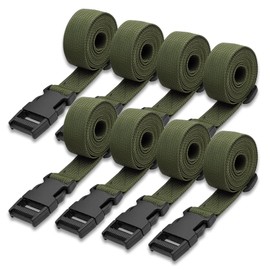 Modixun 8 Pack Utility Straps with Quick Release Buckle, 1.5M Adjustable Nylon Straps, Nylon Lashing Straps for Backpack, Sleeping Bag, Luggage Packaging, Green