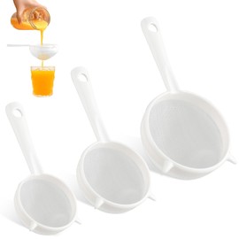 Poraceous 3-Piece Kitchen Strainer Plastic Set, Plastic Filter Set, for Kefir Filter, with Sieves in 3 Sizes, Kitchen Strainer with Non-Slip Handles, Perfect for Tea, Coffee, Fruits, Kefir