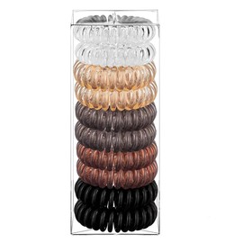 Spiral hair tie set, 10 pieces, waterproof coil, telephone line hair band, plastic ponytail without damage or creases, hair tie headband.