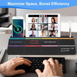 Desktop Glass Whiteboard with Storage, Colorful Weekly Calendar Desk Dry Erase White Board, Desk Organizers and Accessories, Weekly Planner with Notes for List, Planning, Memo, Office, Home, School