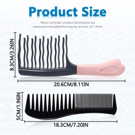 2 Pack Wide Tooth Comb for Curls and Detangling Comb Set, Large Wavy Tooth Detangler Brush and Double Sided Styling Hair Comb for Wet Dry Hair, Shower Barber Combs for Women Men Thick Curly