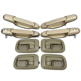 MOTOKU Set of 8 Beige Interior and Exterior Door Handle for Toyota Sienna 1998-2003 Front Rear Left Driver and Right Passenger Side