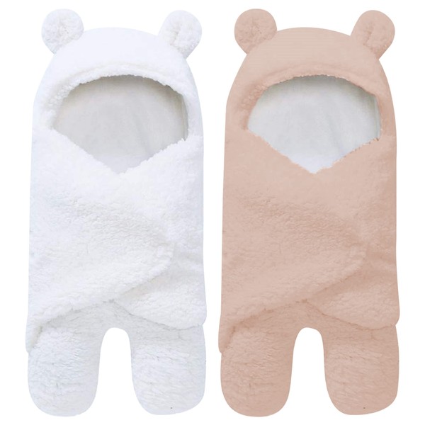 Spotted Play 2 Pack Sherpa Baby Swaddle Blanket - Brown