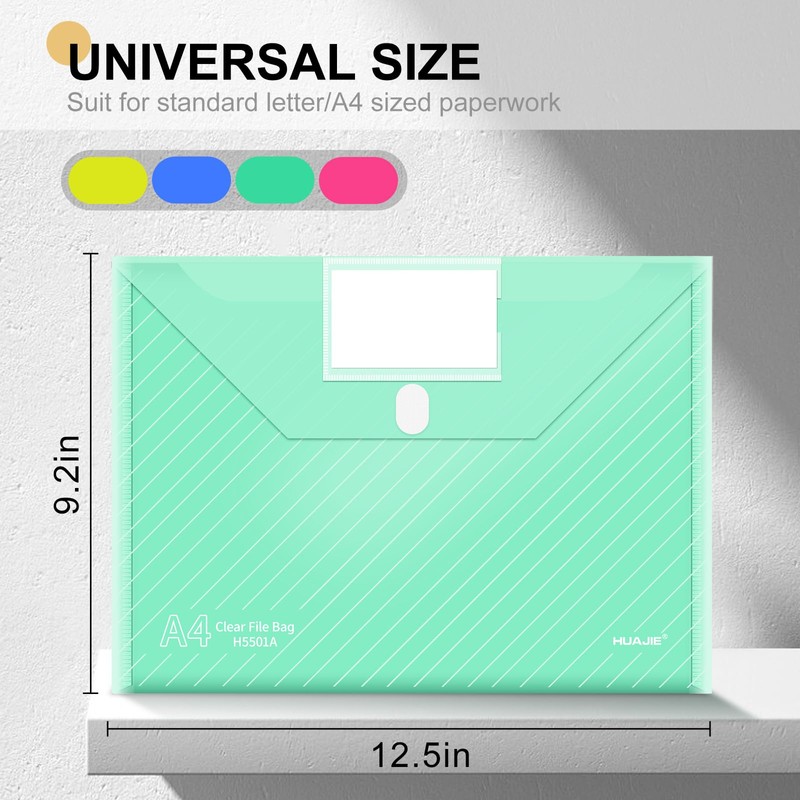 WORPSON 10 Pack, Plastic Envelopes File Folders, HeavyDuty Document Folder