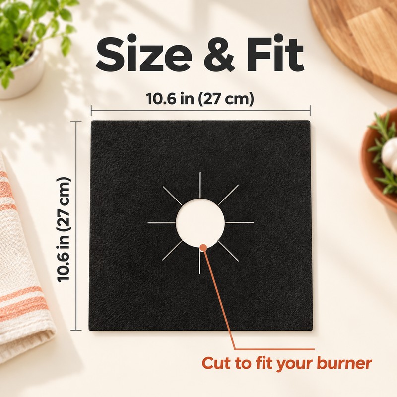Reusable Gas Stove Burner Covers – 10.6 Inch Washable Teflon