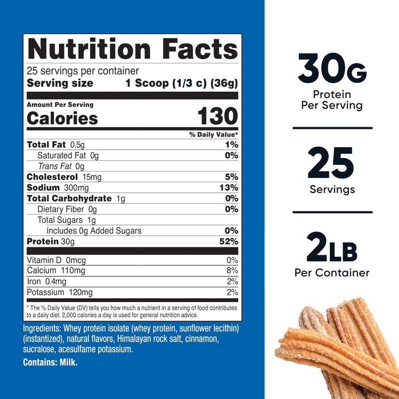 Nutricost Whey Protein Isolate 2 LB Churro Flavored - GMO-Free,