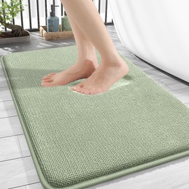 OLANLY Thick Memory Foam Bath Mat Rug 30x20, Extra Soft Absorbent Bathroom Rug, Quick Dry Bath Mats, Non-Slip, Machine Washable Carpet for Bathroom, Tub and Shower, Home Decor Accessories, Sage Green