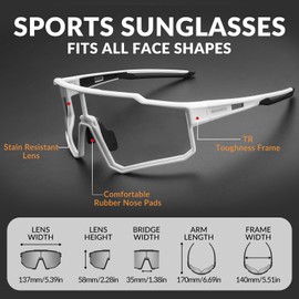 ROCKBROS Sports Sunglasses for Men Women Photochromic Running Glasses Cycling TR90 Frame UV400 Protection Sunglasses for Outdoor Sport Skiing Glasses