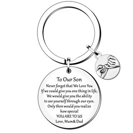 HULALA To Our Son Keyring Key Rings Gifts From Mum And Dad For Men Boys Birthday Christmas Graduation Never Forget We Love You