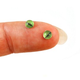 4mm Tiny Green Dragon Glass Eyes Pair of Small Flatback Cabochons for Toy Sculpture Polymer Clay Art Doll or Jewelry Making